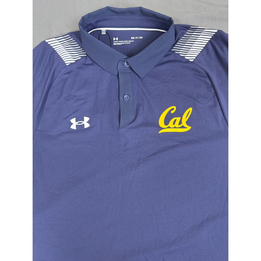 Under Armour Mens UC Berkeley Cal Iso-Chill Polo Shirt Navy Blue Small 1360686